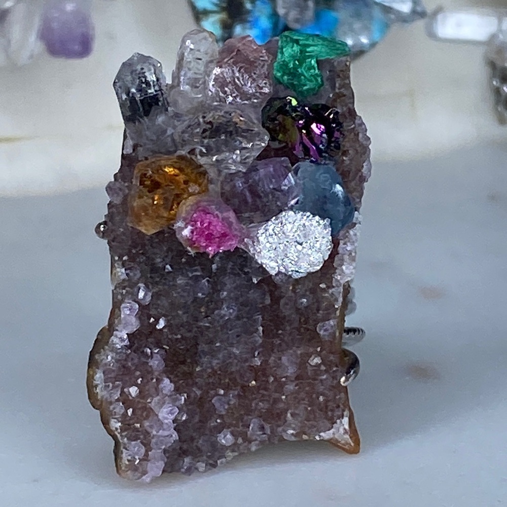 Handcrafted Multicolor Crystal Cluster Ring - Sta… - image 8